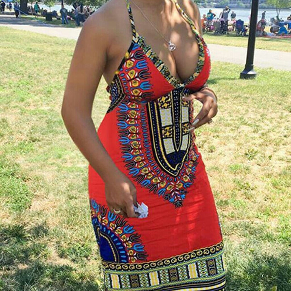African Print Halter Dress